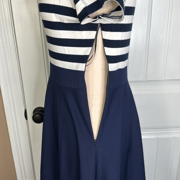 Miusol Women's Striped Fit & Flare Dress Contrast Striped Casual Swing Sz L - Picture 5 of 12